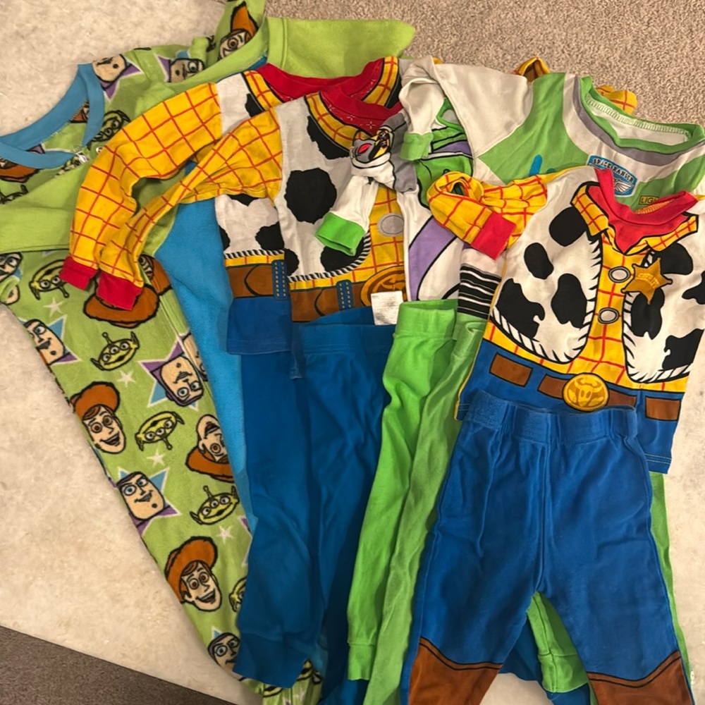 Large lot of Toy Story pajamas 2t and 3t